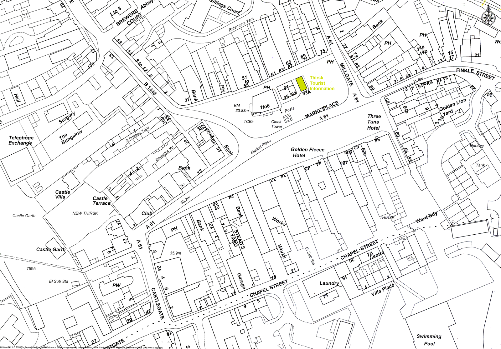Map of the yards off Thirsk Market Place